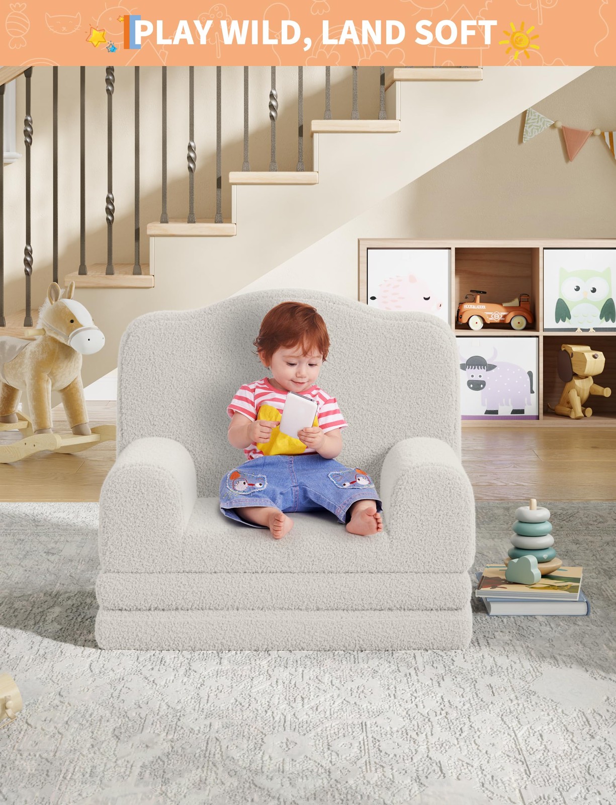 Divano per Bambini Pieghevole Poltrona per Bambini, 2 in 1 Divano Pieghevole e Letto per Neonati foto 5