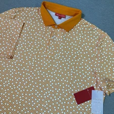 Redvanly Polo Shirt Mens Size XL Clyde Orange Geometric Dot Golf Stretch NEW