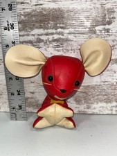 Vintage 1960s Dream Pets Dakin Red Leather Mouse Figure No Bell Made In Japan