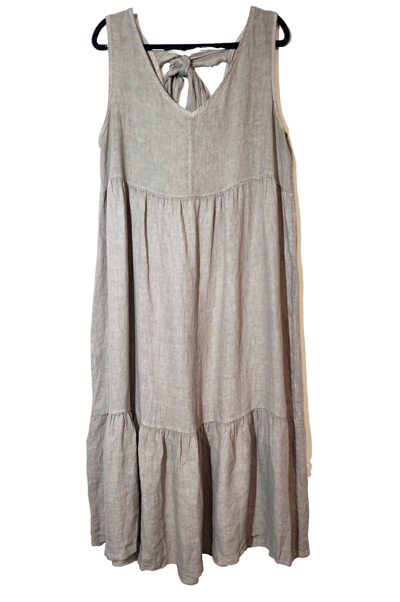 TEMPO PARIS Dress Womens M/L 100% Linen Tiered Brown Scoopneck LAGENLOOK Art A | eBay TEMPO PARIS Dress Womens M/L 100% Linen Tiered Brown Scoopneck LAGENLOOK Art A | eBay