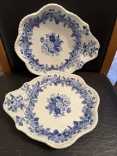 Georgian Spode's Imperial Blue And White Transfer Serving Bowl Dish 19th C X2