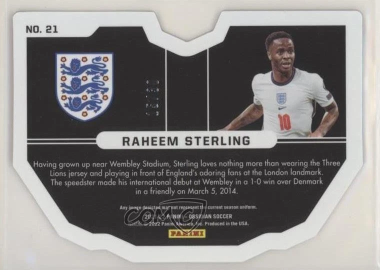 2021-22 Panini Obsidian Vitreous Electric Etch Orange /30 Raheem Sterling #21 - Image 2 of 2