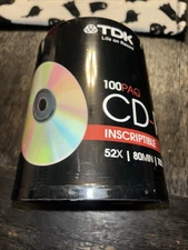 TDK Audio Music CD-R 80min 700MB 52X Blank Recordable Discs 100 Pack ~NEW SEALED