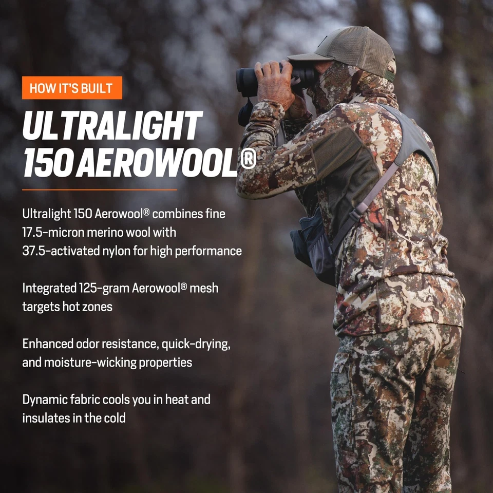 Men's Wick Long Sleeve Crew - Merino Wool Camo Hunting Base Layer, UV Protect... - Image 4 of 4