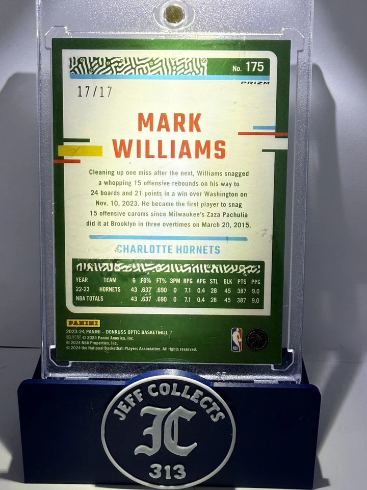 2023-24 Optic  FOTL Mark Williams Purple Stars /17 COLOR MATCH Last On Print 🚨 - Image 2 of 4