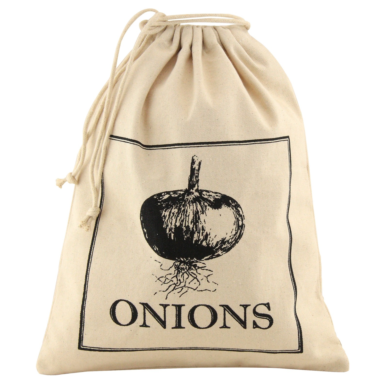 Cotton Onions Bag Beige Fabric Vegetable Drawstring Storage Reusable Bag 38x30cm