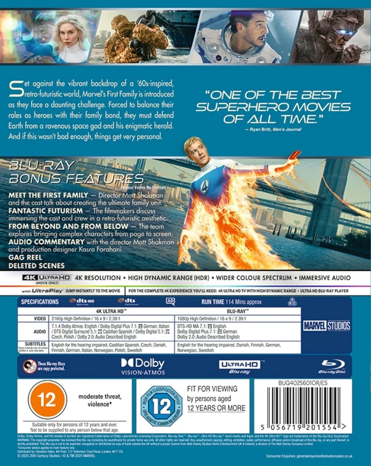 THE FANTASTIC FOUR FIRST STEPS 4K UHD BLU-RAY PEDRO PASCAL MARVEL COMICS 2025 - Image 3 of 3