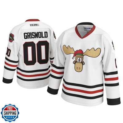 UNLC Griswold Eway Clark Moose #00 Movie Hockey Jersey   X-Mas Ch