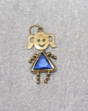 14K Yellow Gold September Birthstone Little Girl Kid Charm
