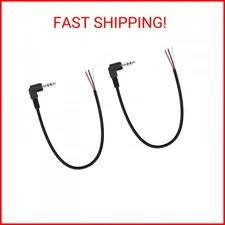 Fancasee 2-Pack 3.5mm 1/8" to Speaker Wire TRS Stereo Right Angle Male Plug to B