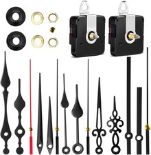 Clock Movement Mechanism Kits x 2 Quartz Motor Metal Hands Battery Powered