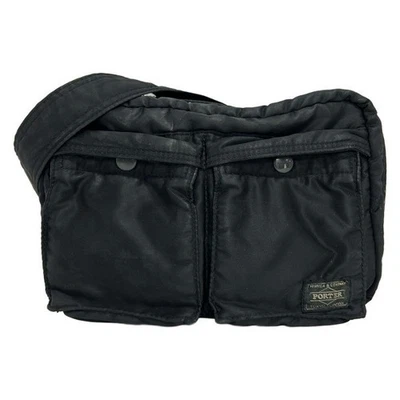 Sac bandoulière Porter Yoshida tanker cuir noir 17 cm - Photo 1/4