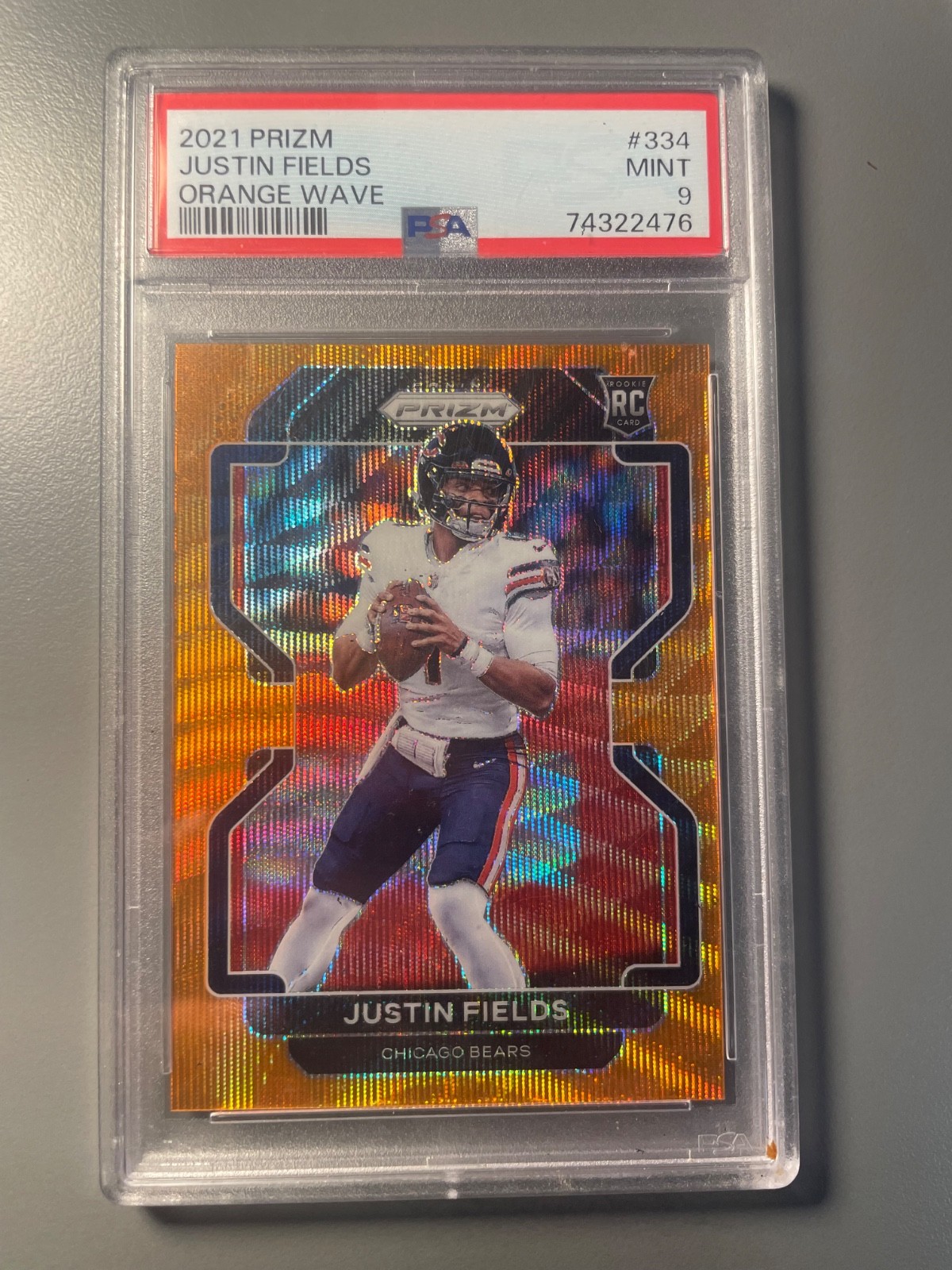 2021 Panini Prizm Justin Fields Orange Wave /60 RC PSA 9 #334