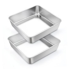 6 Inch Square Cake Pan, Stainless Steel Square Baking Pan for Lasagna Cake Br