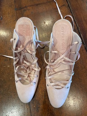 GIVENCHY Pink Suede Lace Up Mule Heels - 3  Size 37.5 / US 7 - 7.5  ITALY