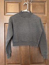 Wild Fable Cropped Pullover Sweatshirt Women's Dark Gray Mock Neck sz XS