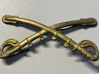 US Indian War Large Gilt Cavalry Crossed Sabers Hat Insignia #2
