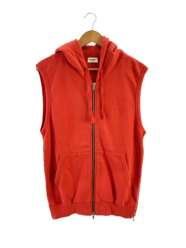 SAINT LAURENT (YSL) SAINT LAURENT felpa con cappuccio e zip senza maniche rossa XS