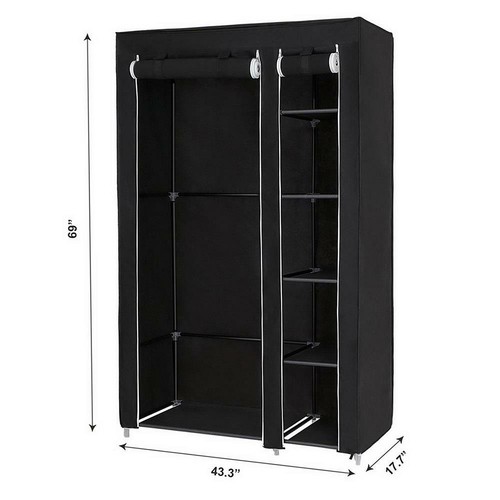 Heavy Duty Portable Closet Organizer Wardrobe Clothes Shoe Clothes Rack w/ Cover - Picture 8 of 17