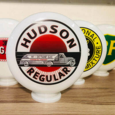 Mini Gas Pump Globe, Hudson Regular Hi Octane Gas, Hand Blown Glass Globe