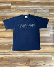 Vintage Star Wars Episode 1 Lee Sport Promo Shirt Navy Blue Men's Large VF Knit