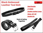 Scaffolding Leather Tools Belt | Embossed Tool Belt | 2" Easy Fit 30"-46" Waist