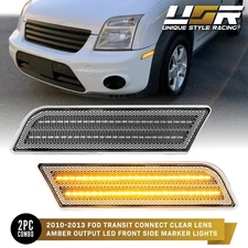 CLEAR Front Side Marker Light with Amber LED For 10-13 Ford Transit Connect Van