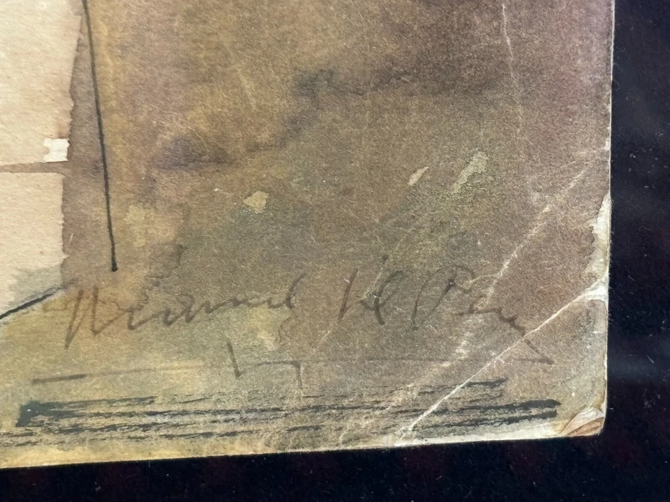 Ancient Roman Scene Watercolor Painting with Figures, Signed Illegibly - Image 3 of 4