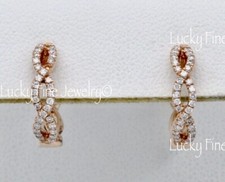 1/3 ct 14k Rose Gold Natural Diamond Earring Huggie Earrings Braided hoop