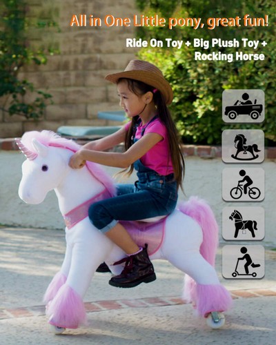 PonyCycle® Rosa Einhorn Reiten auf Pferd Spielzeug Modell U für Alter 4-9 - Bild 3 von 12