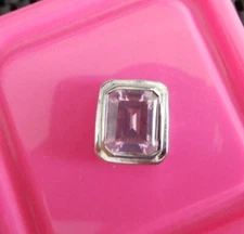Faceted Channel Set Pink Cubic Zirconia & Silver Plate Slide Pendant 1/2" x 7/8"