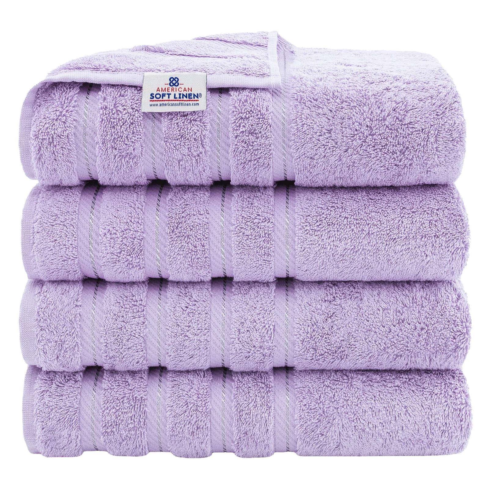 Luxury 4-Piece Turkish Cotton Bath Towel Set 27x54 in Soft Lilac