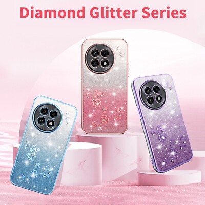 For OnePlus 13 12 11 Shockproof Flower Plating Soft TPU Case Screen Protector