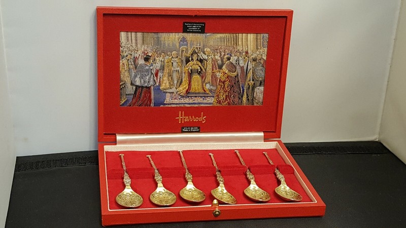 1952 The Queen's Jubilee Solid Sterling Silver Demitasse Spoons Set of 6 Royalty