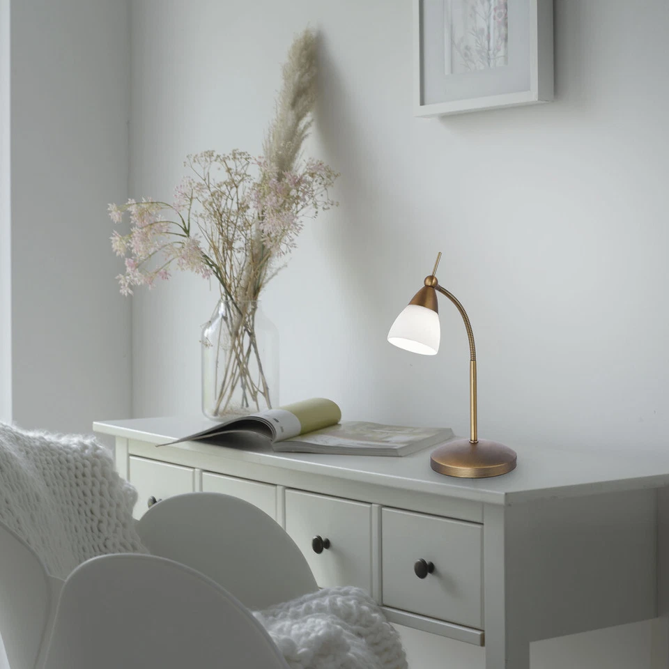 LED Tischlampe altmessing dimmbar verstellbar warmweiß PINO Nachttischlampe - Bild 2 von 4