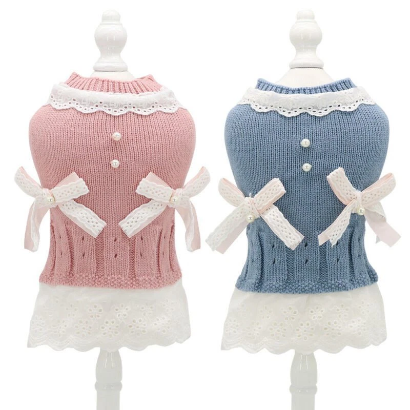 Mascota Gato Cachorro Princesa Vestido Abrigo Cálido Perro Jersey Clásico Tejido Ropa Invierno Foto 2 de 4