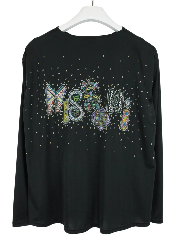 Missoni Bluse Damen XXL Schwarz Langärmelig Rundhals Bedruckt Logo - Bild 2 von 4