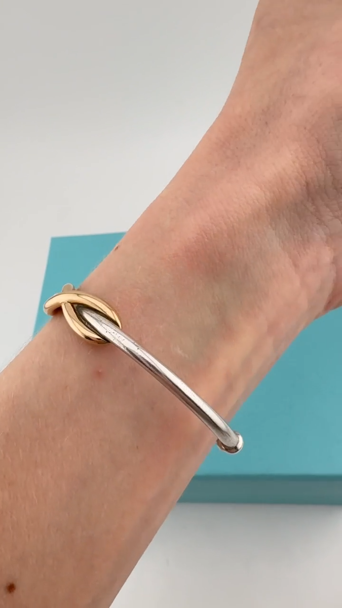 RARE Tiffany 18k Rose Gold Double Infinity on Silver Cuff