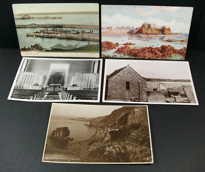 5 x Jersey & Sark POSTKARTEN St Helier Harbour, Eiizabeth Castle, Millbrook, Brela