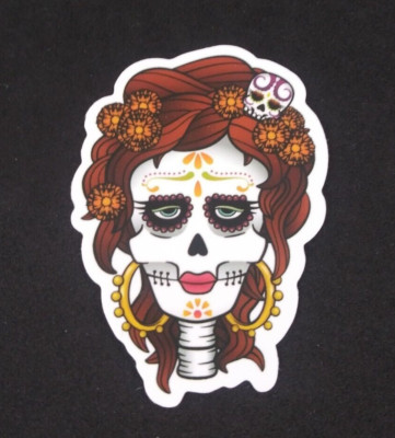 Skeleton Hoop Earring Undead Beauties Day Of The Dead Sticker 2.5'' x 1.75'' (AW)