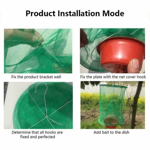 4 X Reusable Fly Catcher Ranch Fly Trap Cage Net Pest Bug Trapper Outdoor Garden - Picture 10 of 12