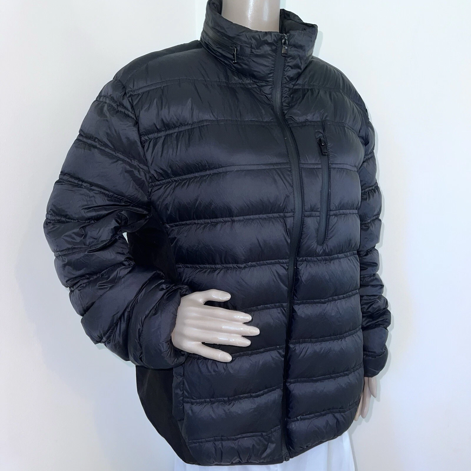 Michael Kors XL (L) Piumino Imbottito Nero Puffer Giacca Cappotto Cappuccio Borsa Tasche Zip