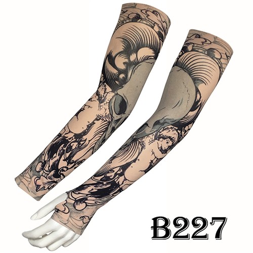 Cool Unisex Temporary Fake Slip Tattoo Arm Sleeves Half-Finger UV Cover Sunproof - Picture 3 of 9