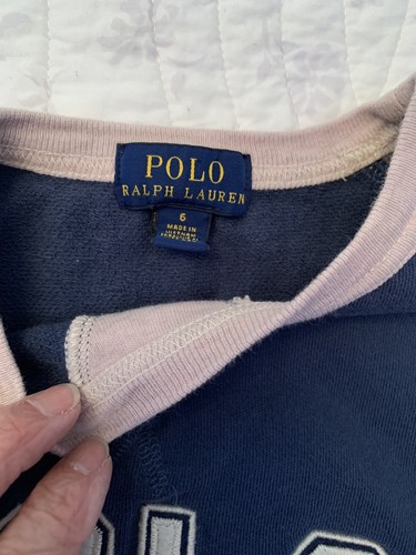 Polo Ralph Lauren Girl SZ 6 Pullover French Terry 100% Cotton Top Color-Block - Picture 7 of 8