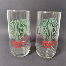 2 Sinclair Sinco Gasoline "Through The Years" Advertising Tumbler Drinking Glass