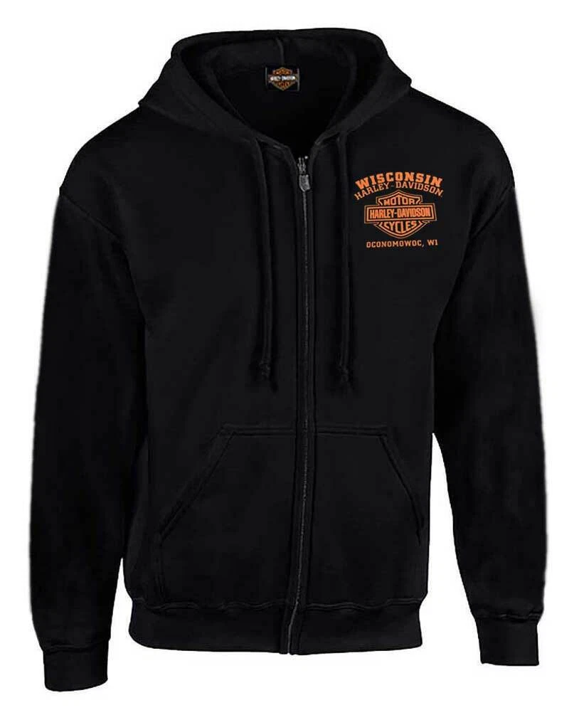 Harley-Davidson Men's Custom Freedom Fleece Full-Zip Hoodie - Solid Black
