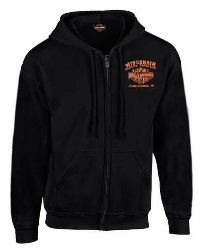 Harley-Davidson Men's Custom Freedom Fleece Full-Zip Hoodie - Solid Black - Afbeelding 1 van 2
