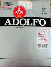 2 Vintage Adolfo Sheer to Waist Sandalfoot Panty Hose, Cameo White, Size A, New