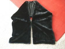 Faux Fur Shawl Wrap Scarf Cape Shrug Stole with Hook Black 70'' x 13.5'' likenew