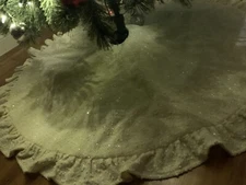 Boston International Fancy Ruffle Christmas Tree Skirt 56in White